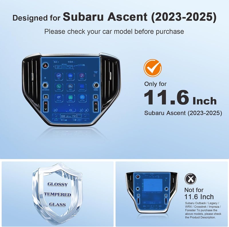BSTW for Subaru Ascent 2025 Touring Screen Protector for 2023-2026 Ascent Premium/Limited 11.6-in for 2025 Subaru Ascent Accessories 9H Anti-Scratch Tempered Glass Protective Film (Ascent 11.6-In HD) - Image 2